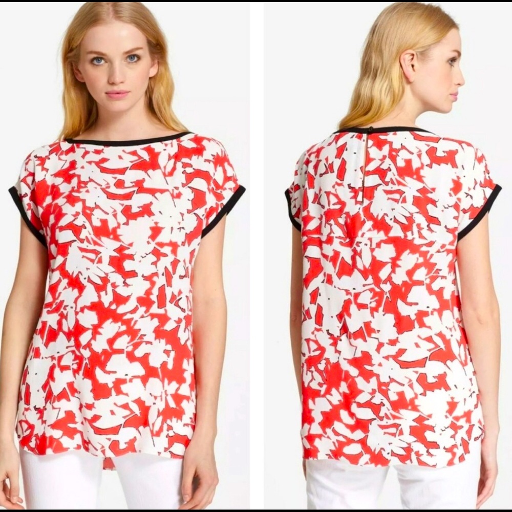 Kate Spade Pink /White Abstract Floral Blouse